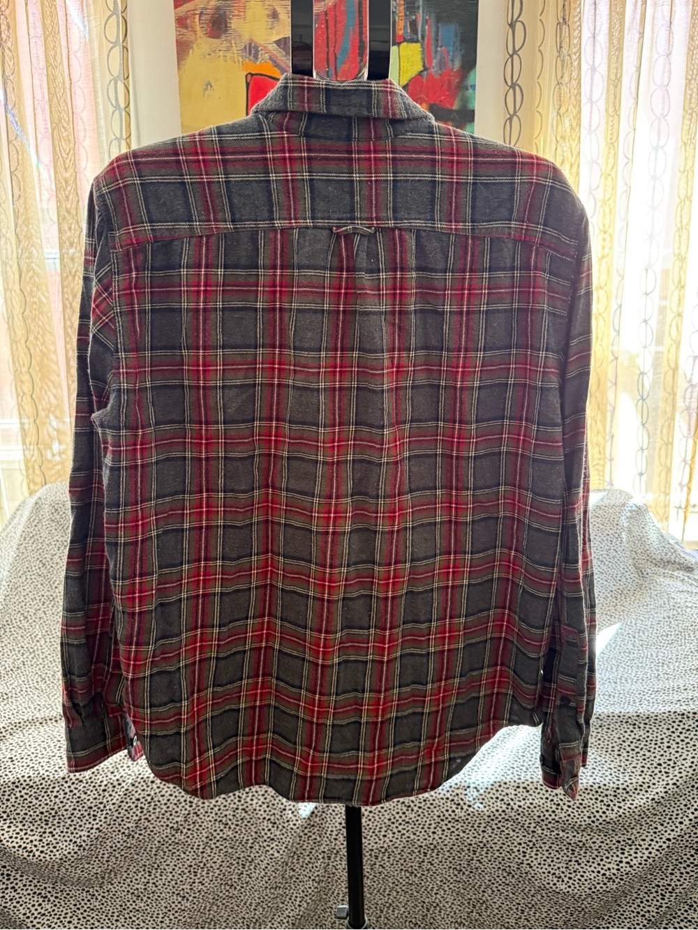 Eddie Bauer Men's Red & Gray Plaid Flannel Shirt - Picture 4 of 5